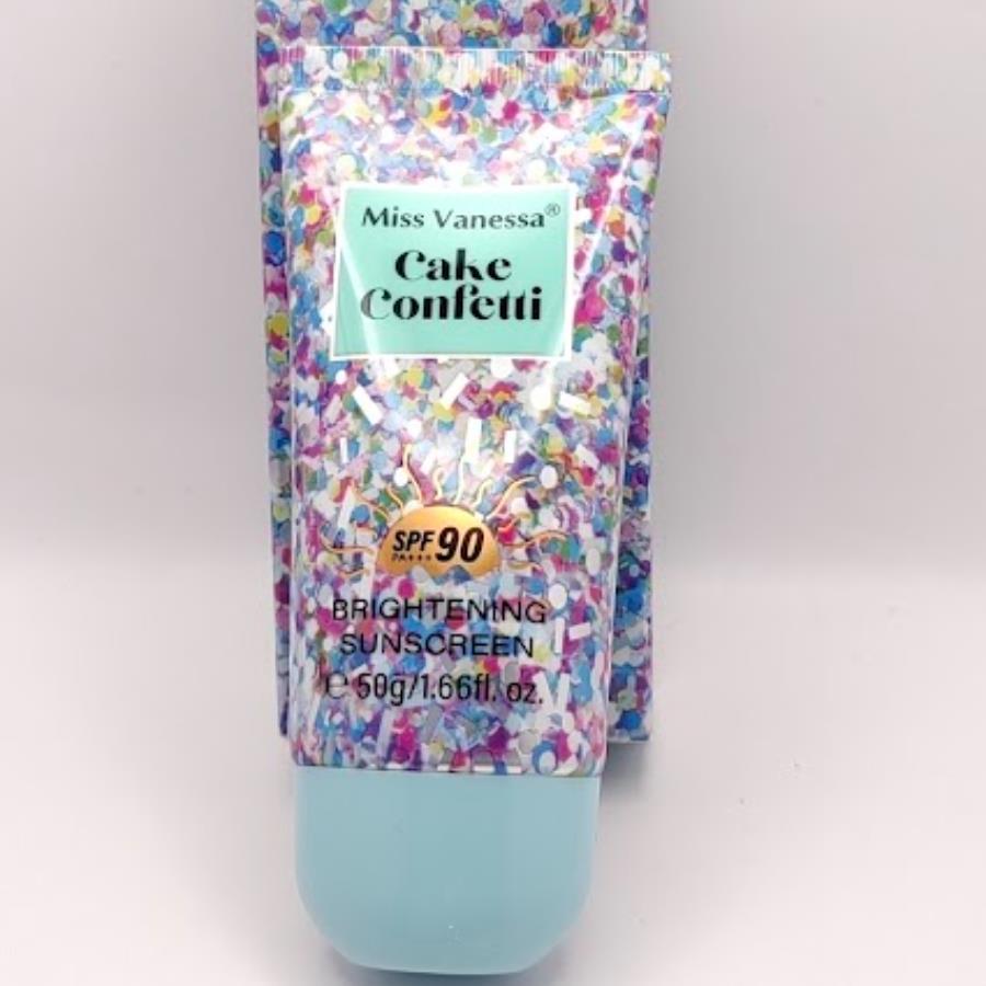 Miss Vanessa Protector Solar Iluminador Cake Confetti SPF 90 50g 🌞✨ — Alta Protección y Brillo Radiante
